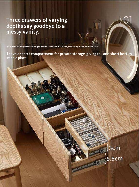 Ash Solid Wood Modern Vanity Table.