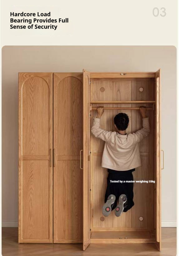 Oak Solid Wood Wardrobe French Retro Style