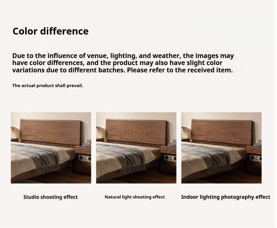 Black Walnut Solid Wood Bed with Italian Light Luxury Design