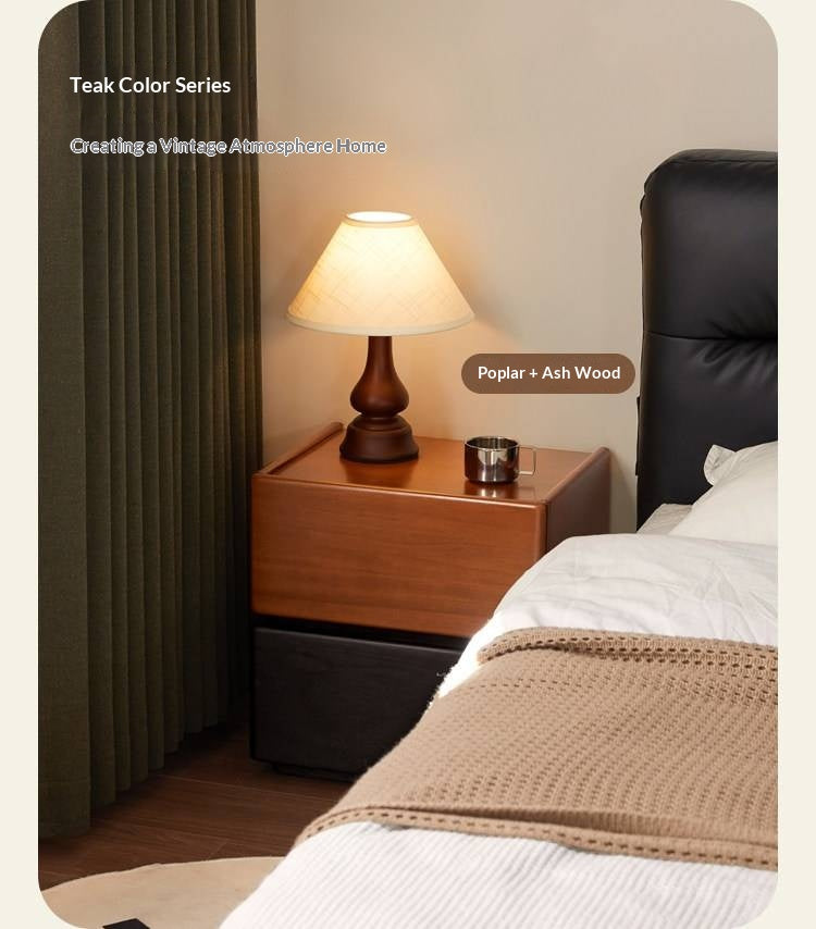 Solid RubberWood Two-Tone Nightstand