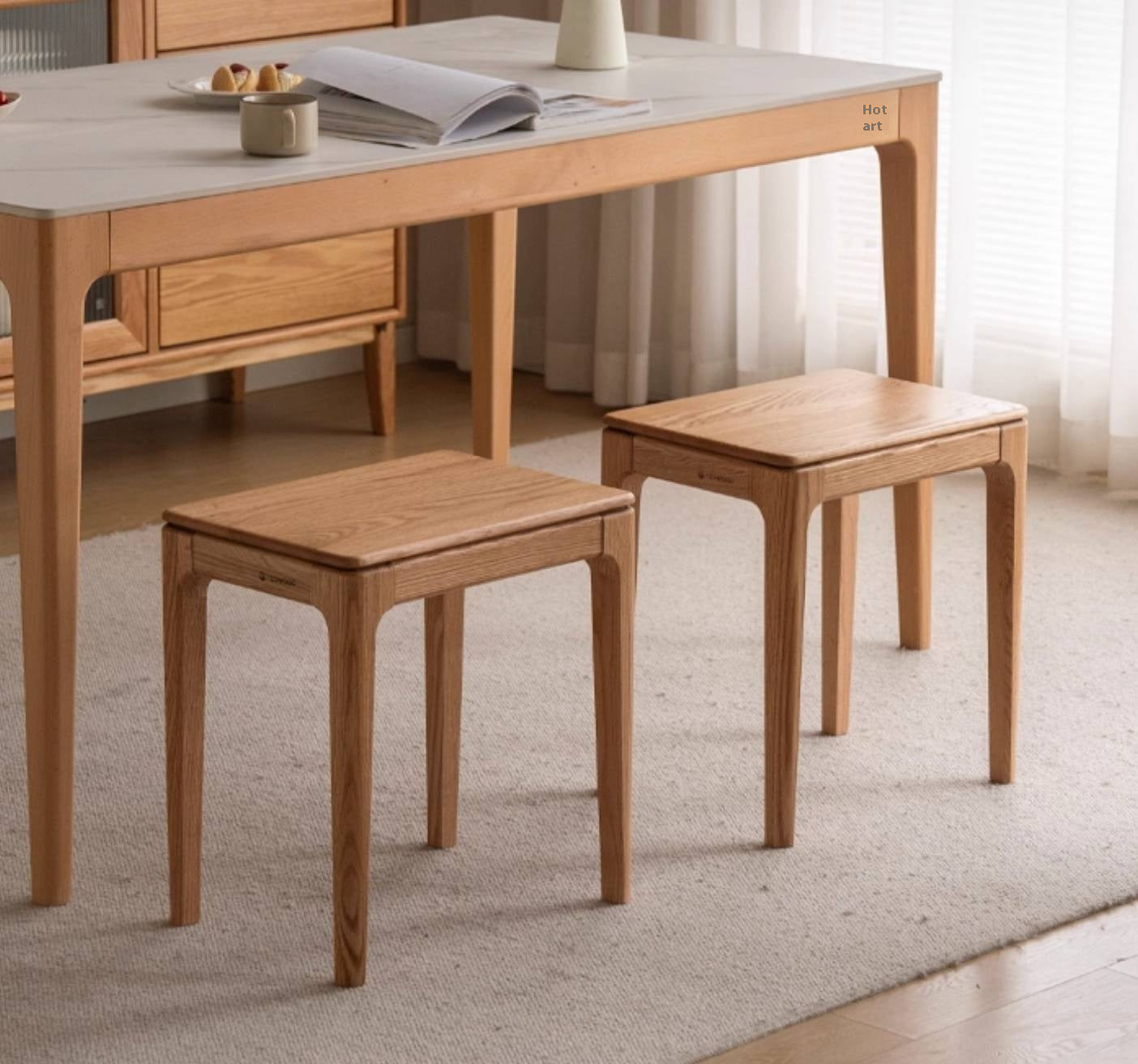 Oak, Ash Solid Wood Modern Style Stool