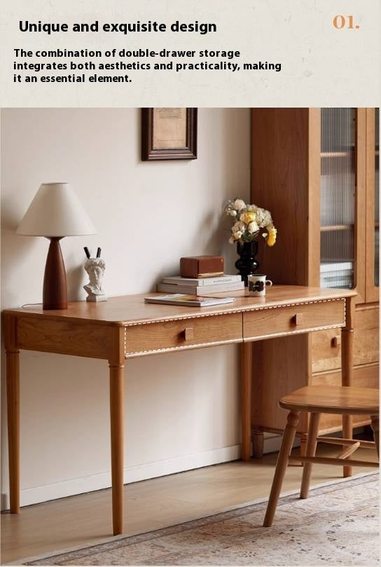 Cherry Solid Wood Antique Style Retro Drawer Desk