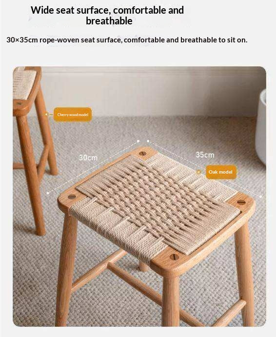 Cherry Solid Wood Rope Stool