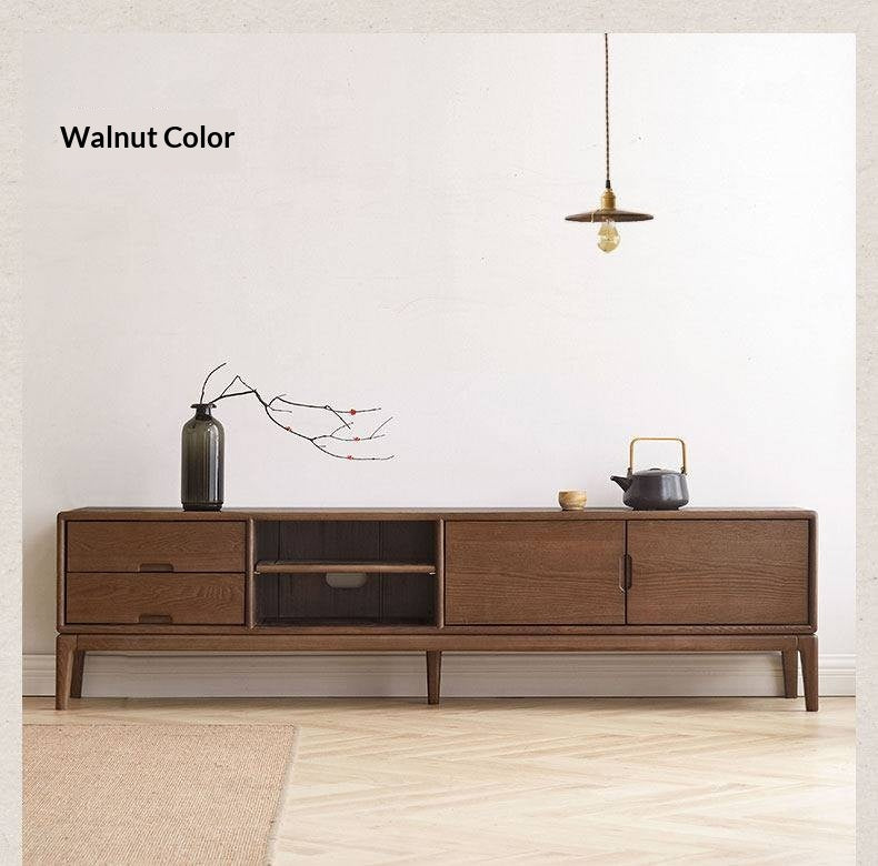 Ash Solid Wood Simple Floor TV Cabinet.