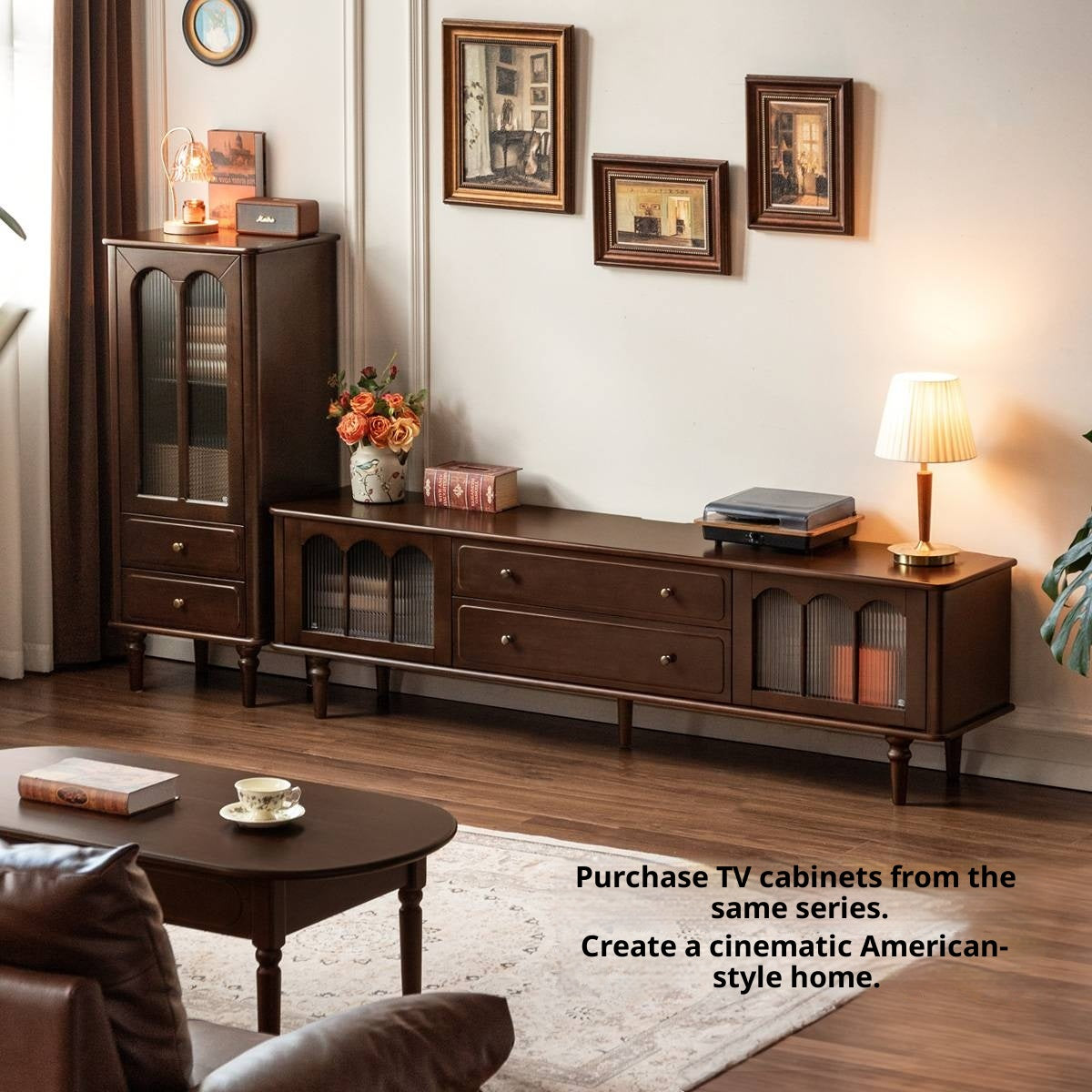 Poplar Solid Wood American Retro Side Cabinet