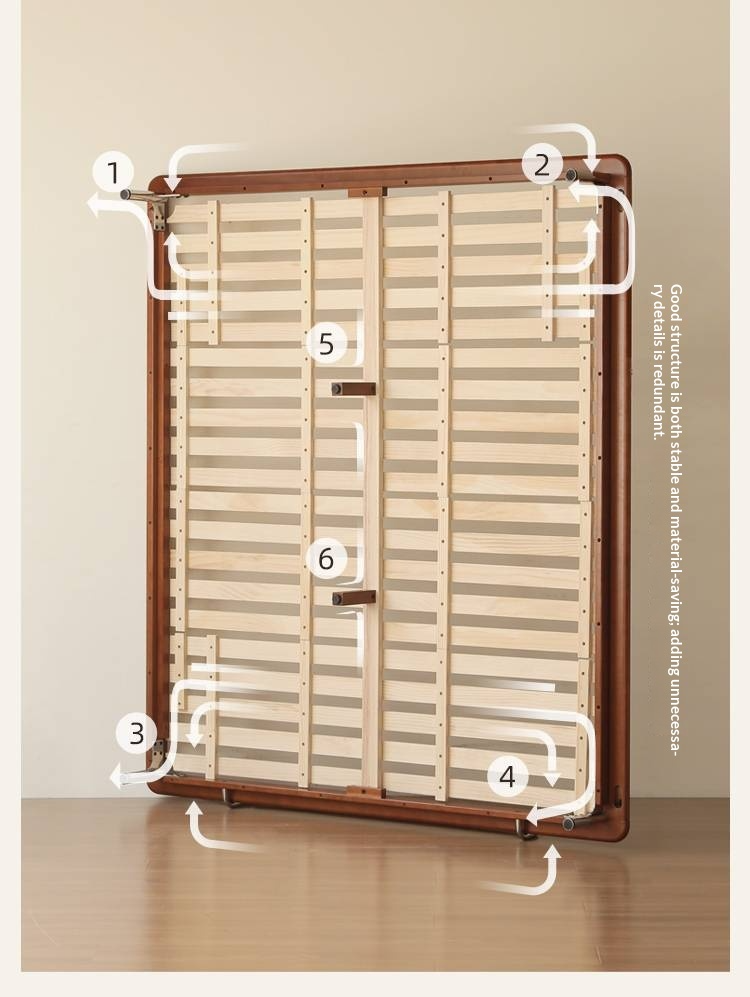 Poplar Solid Wood Platform Bed — No Headboard, Vintage Bauhaus Edge Style