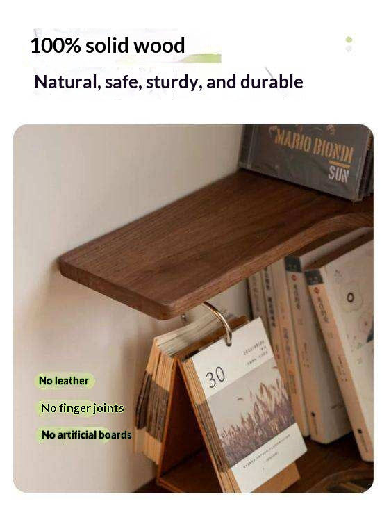 Red Oak, Cherry, Black Walnut Solid Wood Corner Hanging Storage Rack, Bookshelf