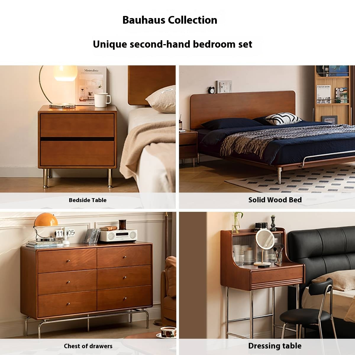 Poplar Solid Wood American Retro Nightstands