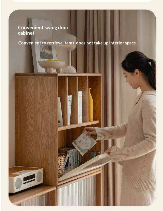 Oak, Beech Solid Wood Cream Style Module Combination Bookcase