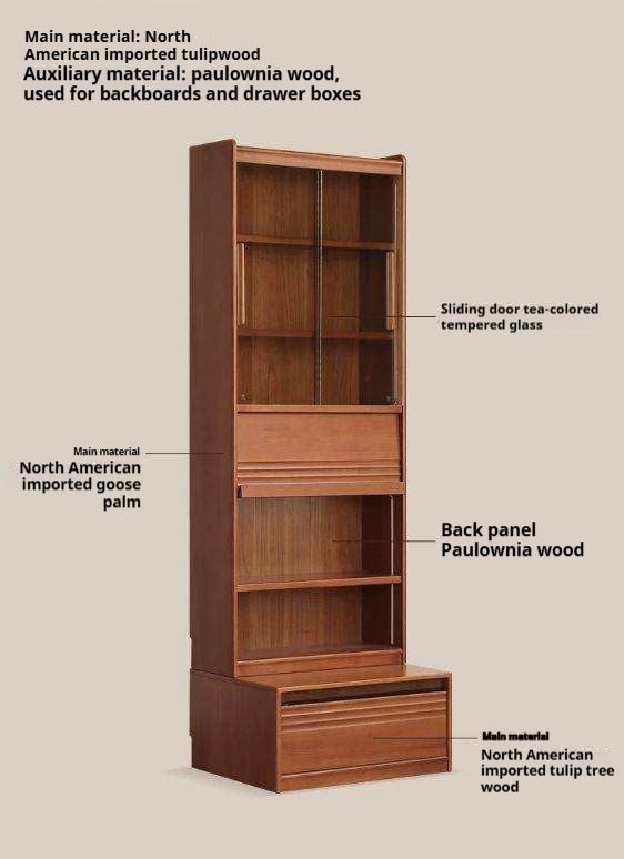Poplar Solid Wood Antique Style Bookshelf Combination