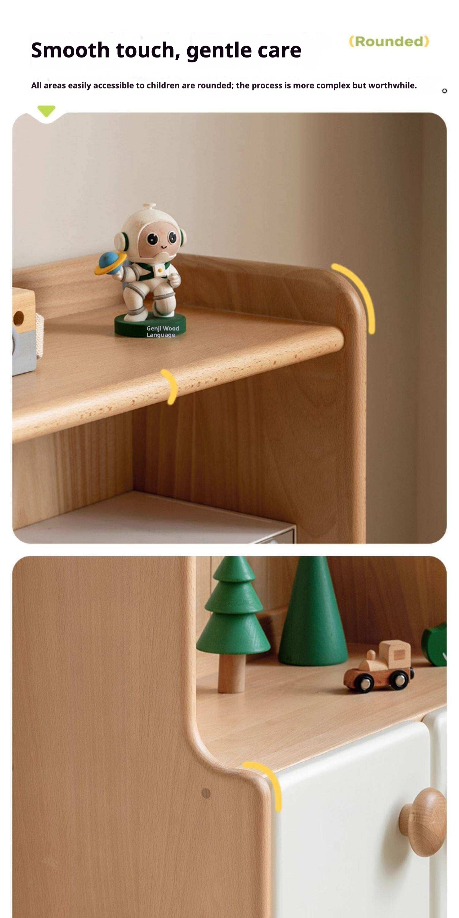 Beech Solid Wood Children's Bookcase.