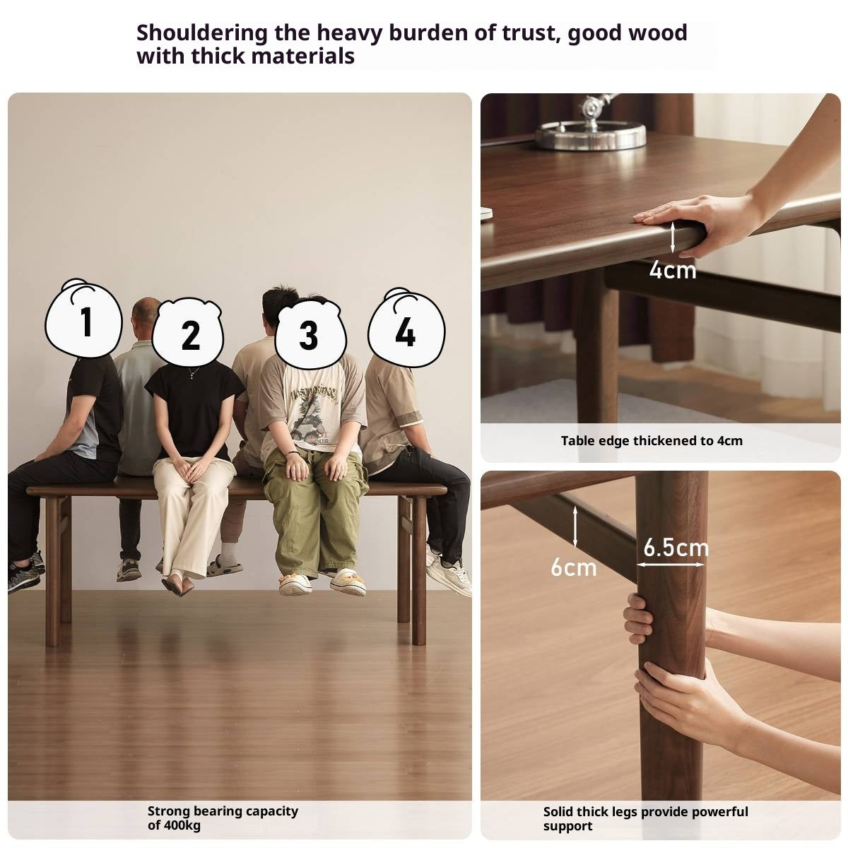 Black Walnut Solid Wood Modern Office Desk