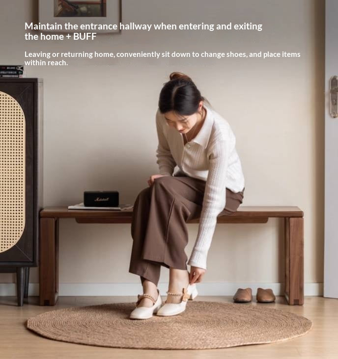 Black Walnut, Oak Solid Wood Long Bench