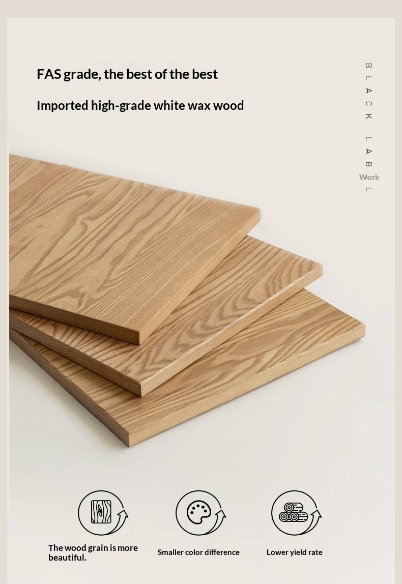 White Ash Solid Wood Restaurant Slab Dining Table