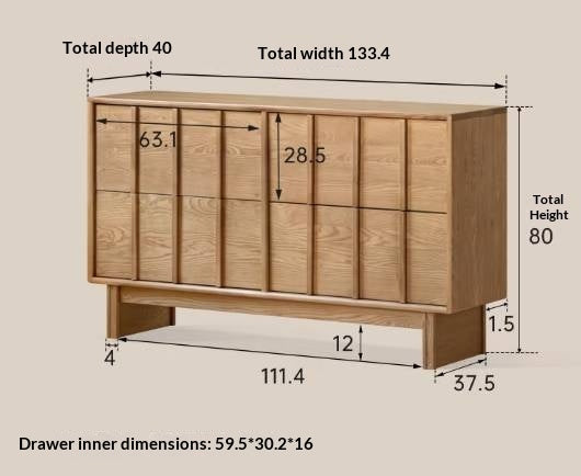Ash Solid Wood Wabi-sabi Style Four-Drawer Chest