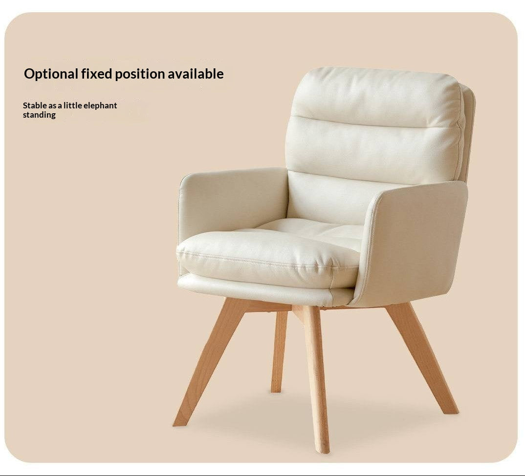 Beech Solid Wood Leather Soft Backrest Chair