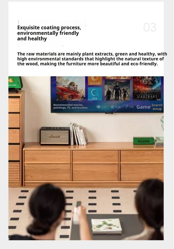 Сherry Solid Wood Modern Floor Storage Locker TV Cabinet.