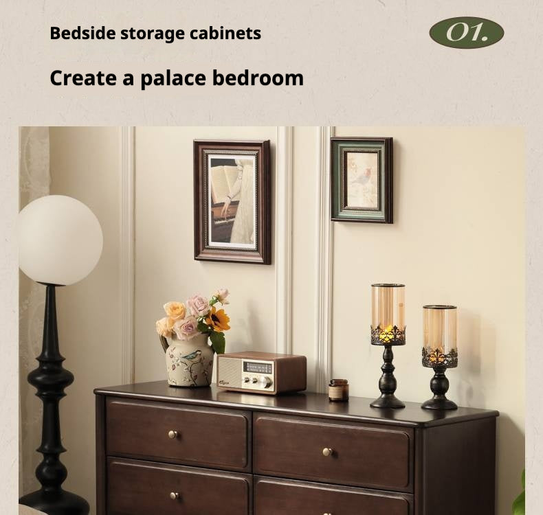 Poplar Solid Wood American Retro Style Chest of Drawers.