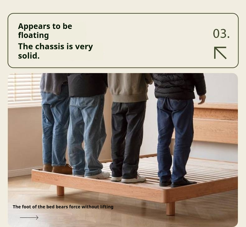 Cherry Solid Wood Retro with Socket Night Light Bed