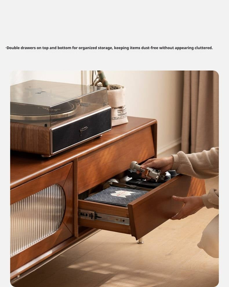 Tulipwood Solid Wood Light French TV Cabinet Sliding Door.