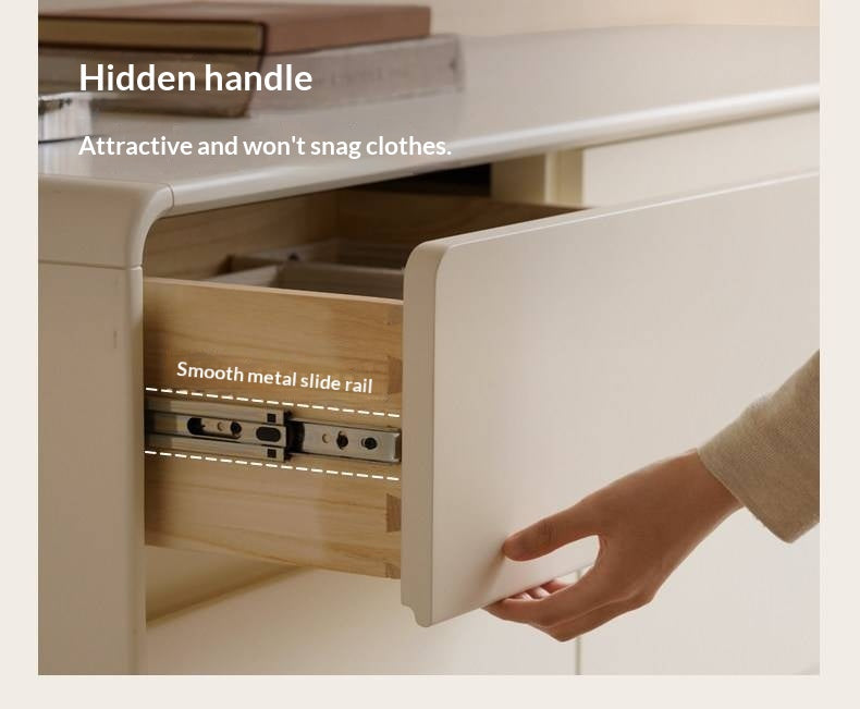 Tulipwood Solid Wood, Solid Rubberwood  Milky Cream Style Chest of Drawers