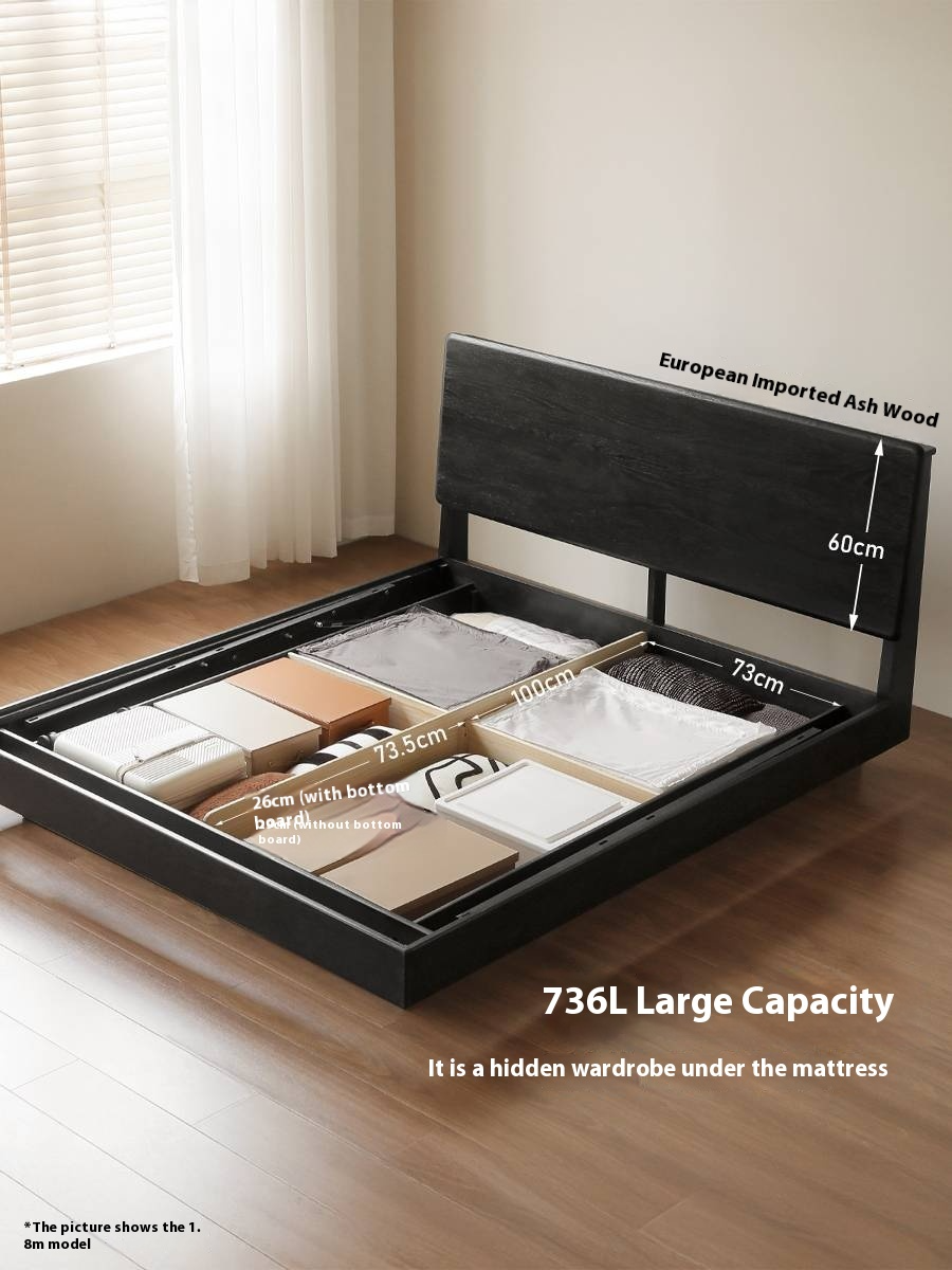 Ash Solid Wood Modern Simple Suspended Multifunctional Box Bed