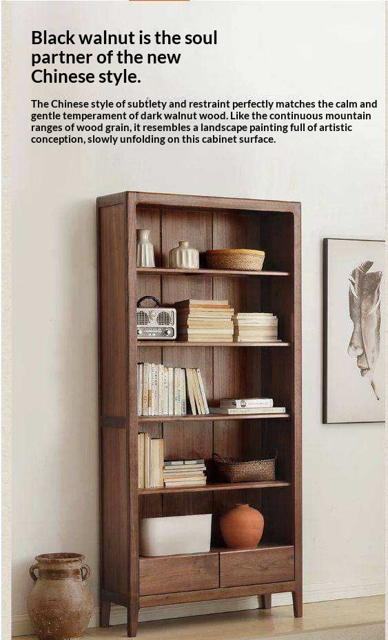 Black Walnut, Ash Solid Wood Bookcase Free Combination Bookshelf