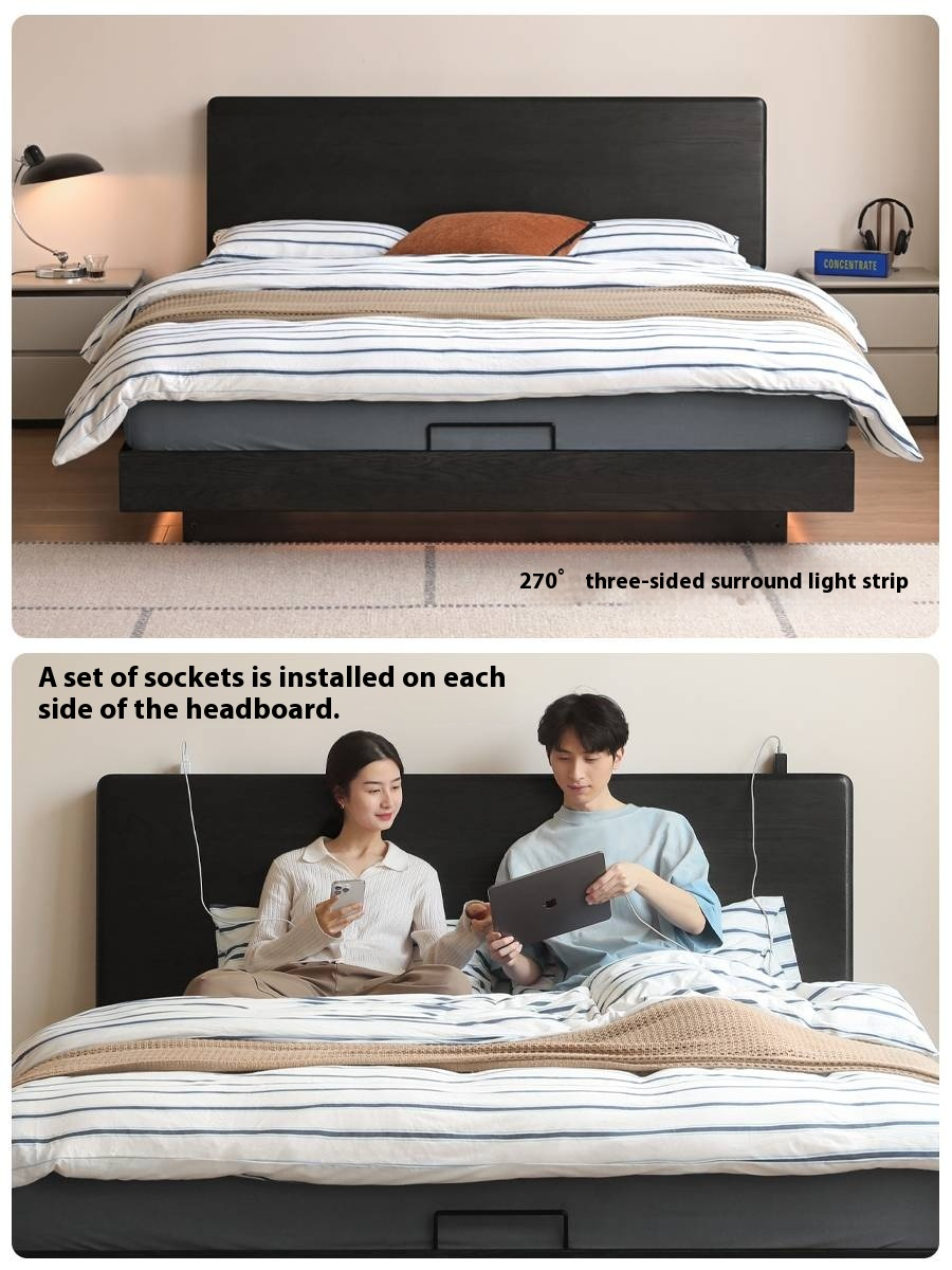 Ash Solid Wood Modern Simple Suspended Multifunctional Box Bed