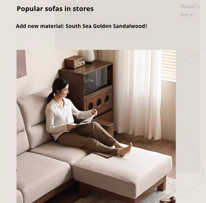 Sandalwood Solid Wood Fabric Sofa
