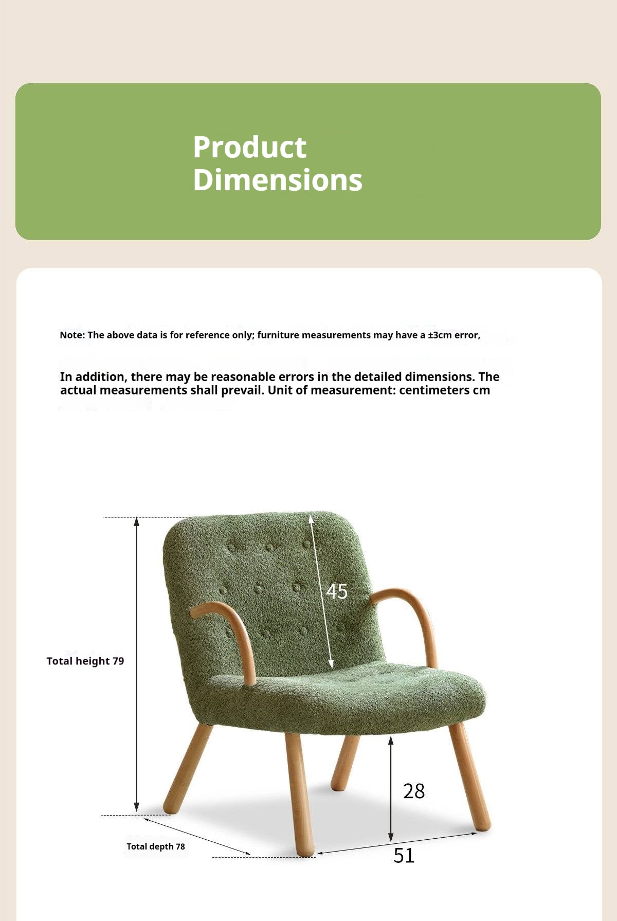 Beech Solid Wood Modern Soft Bouclé Accent Chair