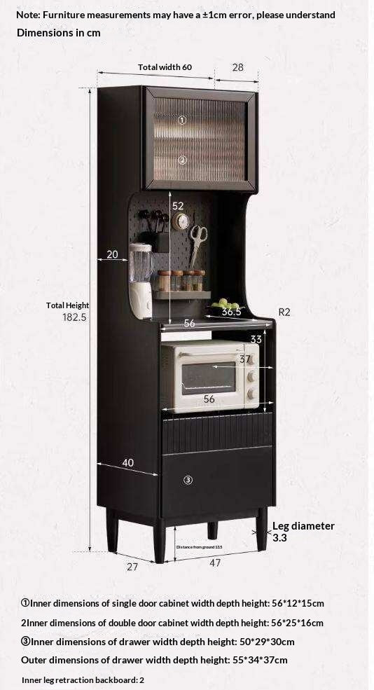 Solid RubberWood Minimalist Style Sideboard with Storage Cabinet