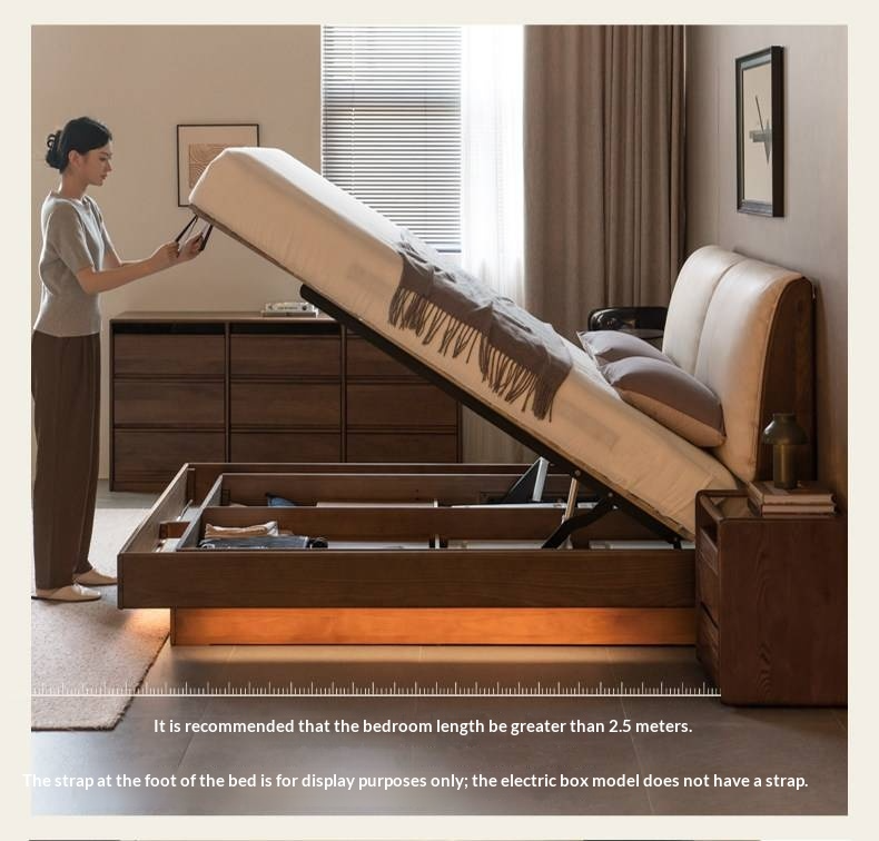 Black Walnut Solid Wood Italian Luxury Leather Bed