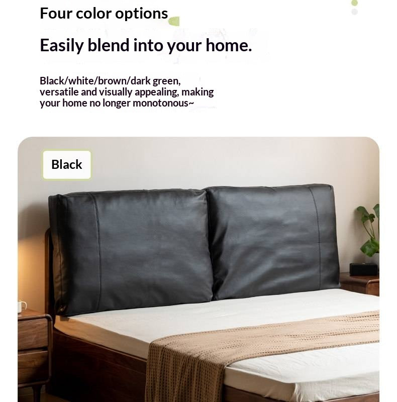 Soft Leather Headboard with Large Cushioned Backrest