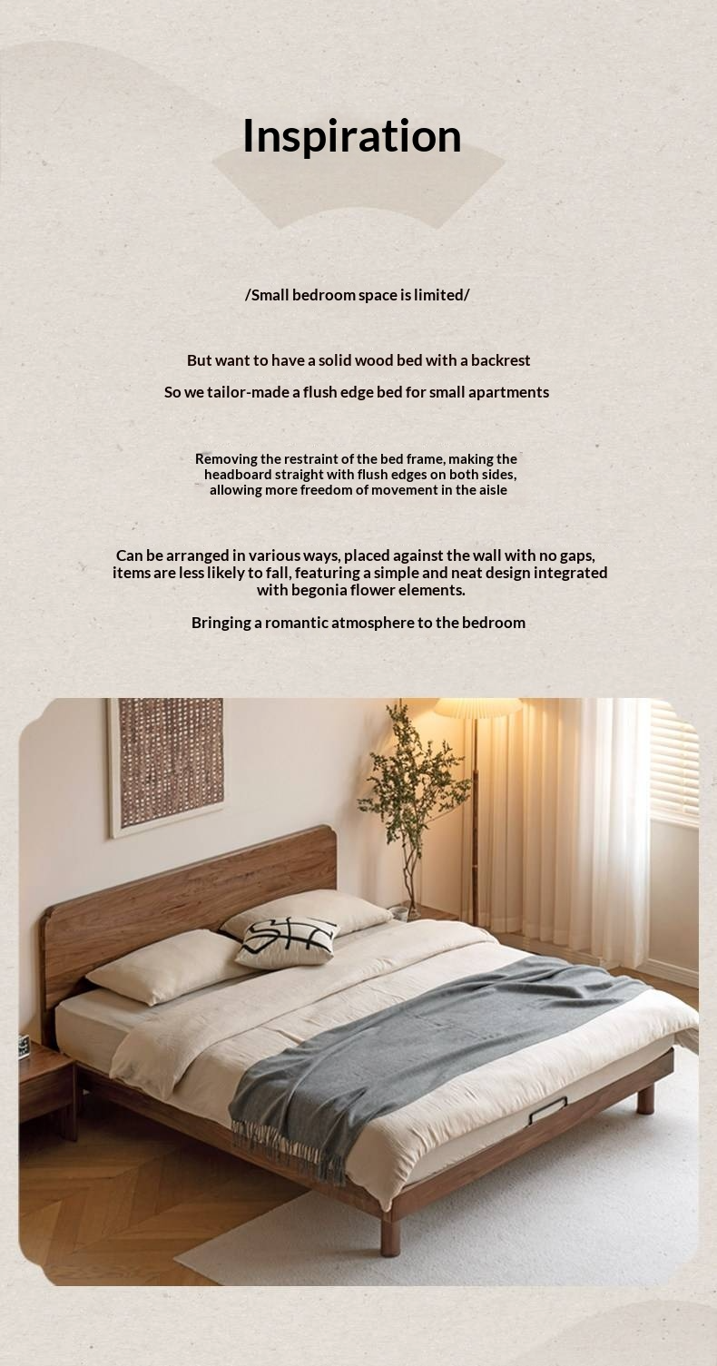 Oak, North American Black Walnut Solid Wood Bed