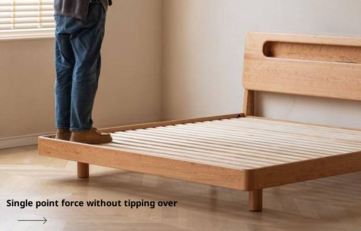 Cherry Solid Wood Retro with Socket Night Light Bed