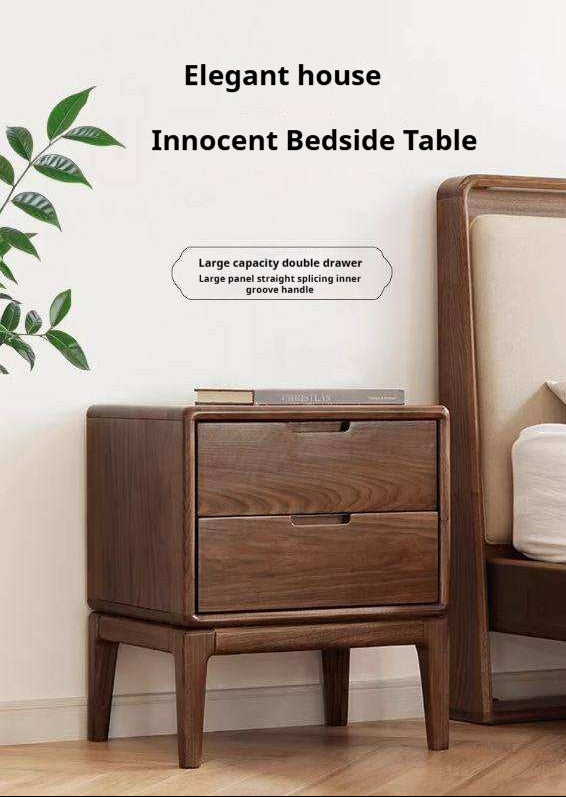 Black Walnut, Ash Solid Wood Nordic Modern Nightstand