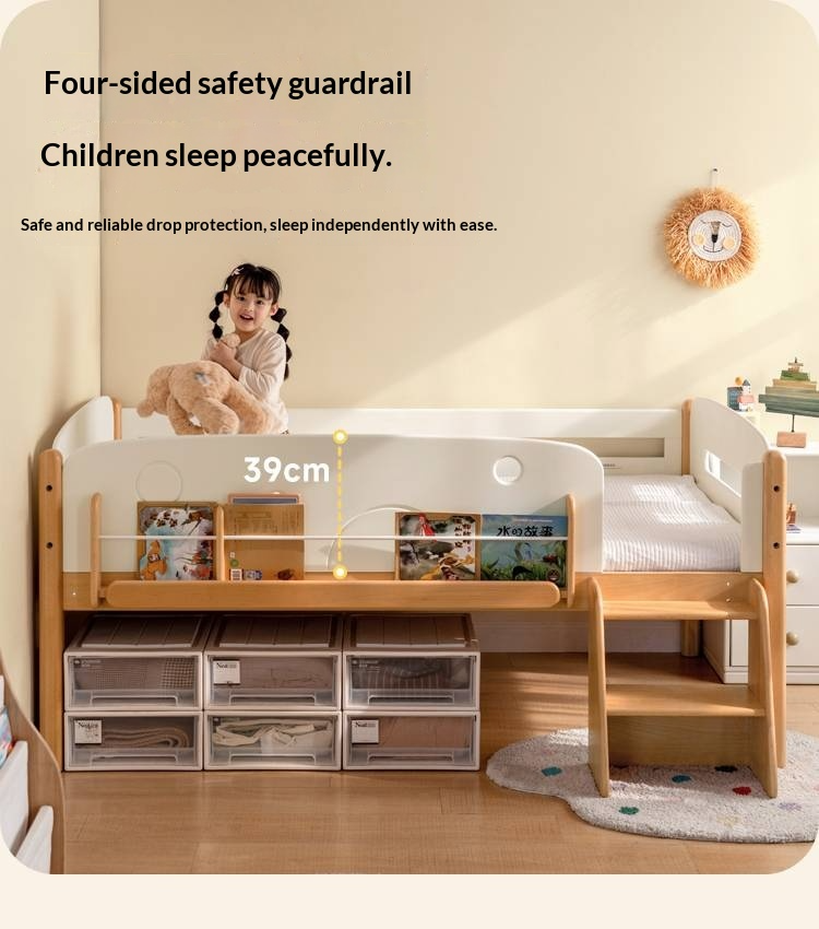 Beech Solid Wood Children's Multifunctional Storage Loft Bed