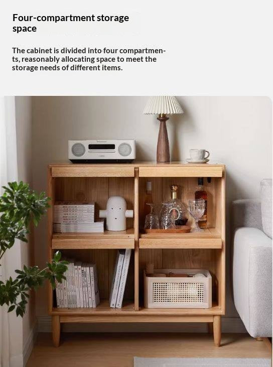 Oak, Сherry, Ash Solid Wood Four-Door Bookcase with Light, Magazine Cabinet.