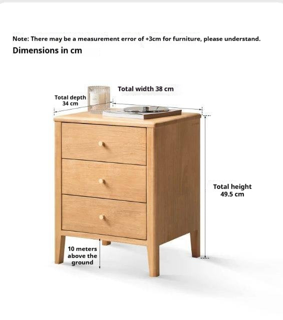 Oak Solid Wood, Solid RubberWood Modern Nightstand.