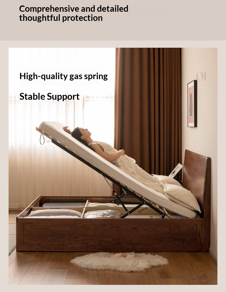 Oak Solid Wood Box Bed — Modern Minimalist Design