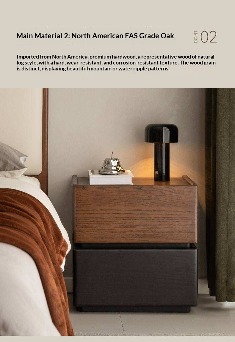 Black Walnut, Oak, Tulipwood Solid Wood, Solid Longan Hardwood Nightstand with Storage Drawer, Italian Style