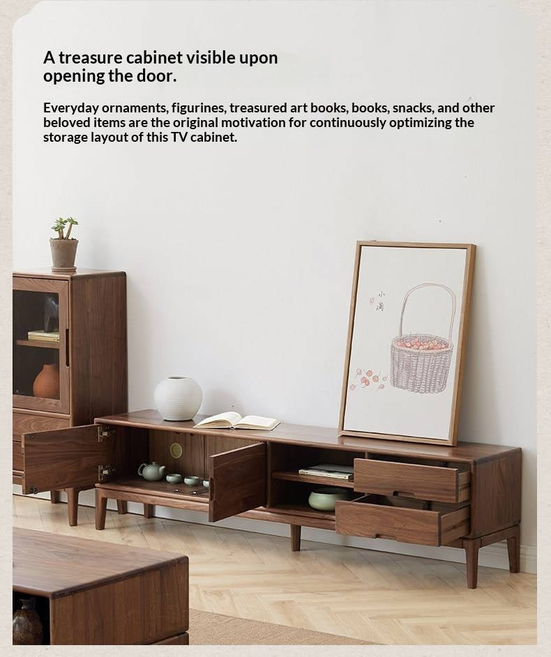 Ash, Black Walnut Solid Wood Modern Simple TV Cabinet