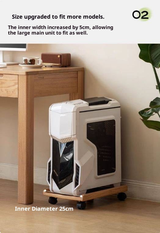 Solid RubberWood, Oak Solid Wood Mobile Computer Host Base Tray