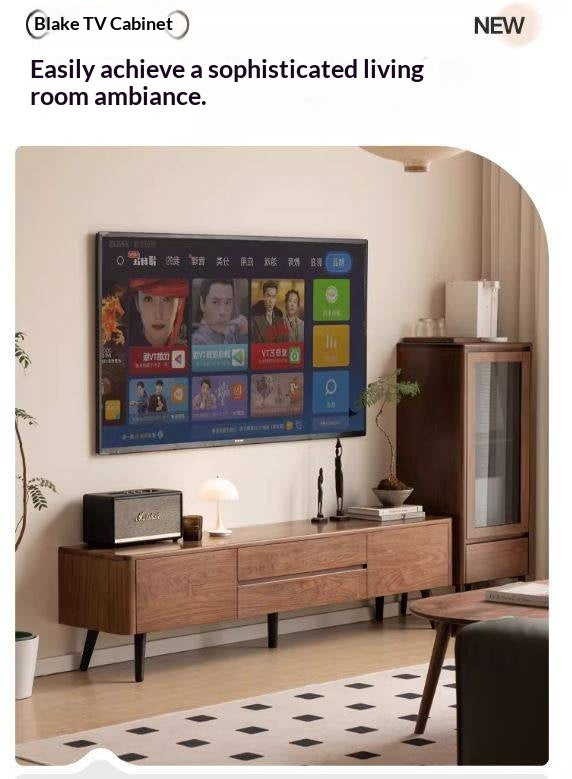 Black Walnut, Solid Sandalwood TV Cabinet Modern Simple.