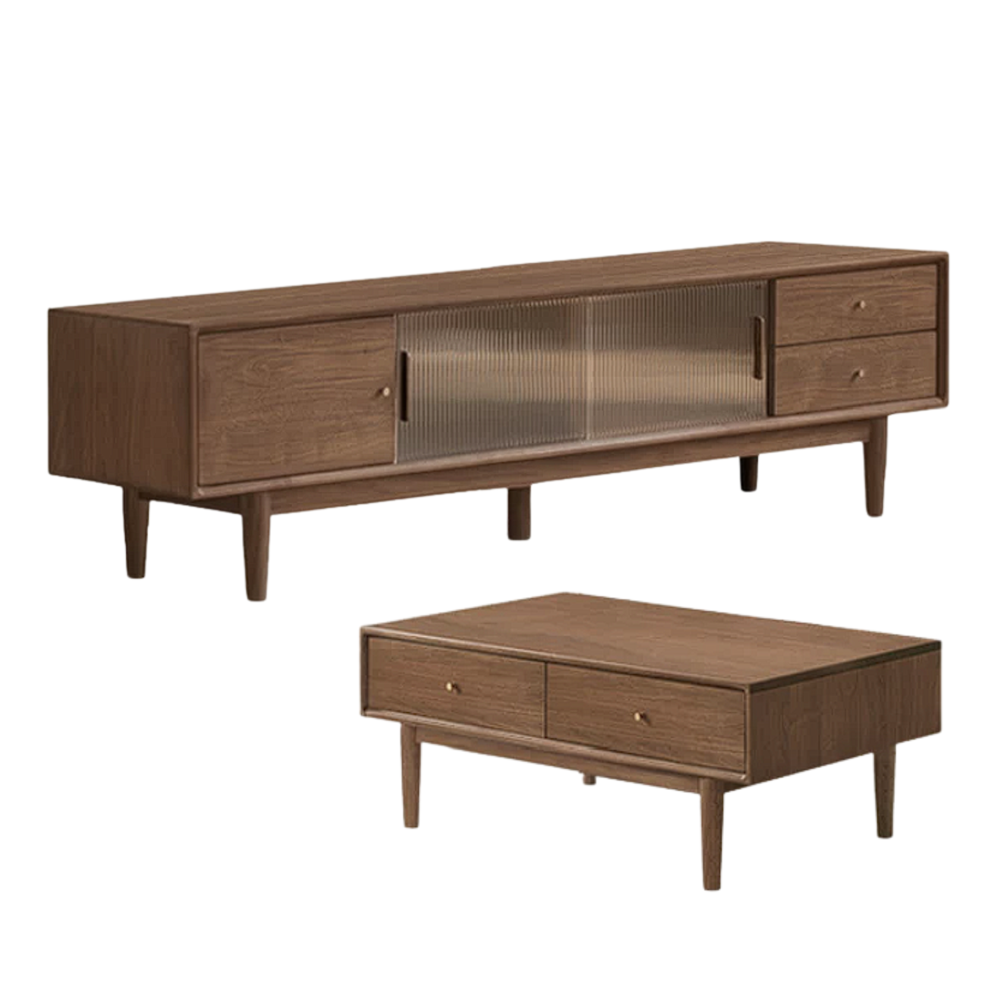 Black Walnut, Sandalwood Modern Minimalist TV Cabinet
