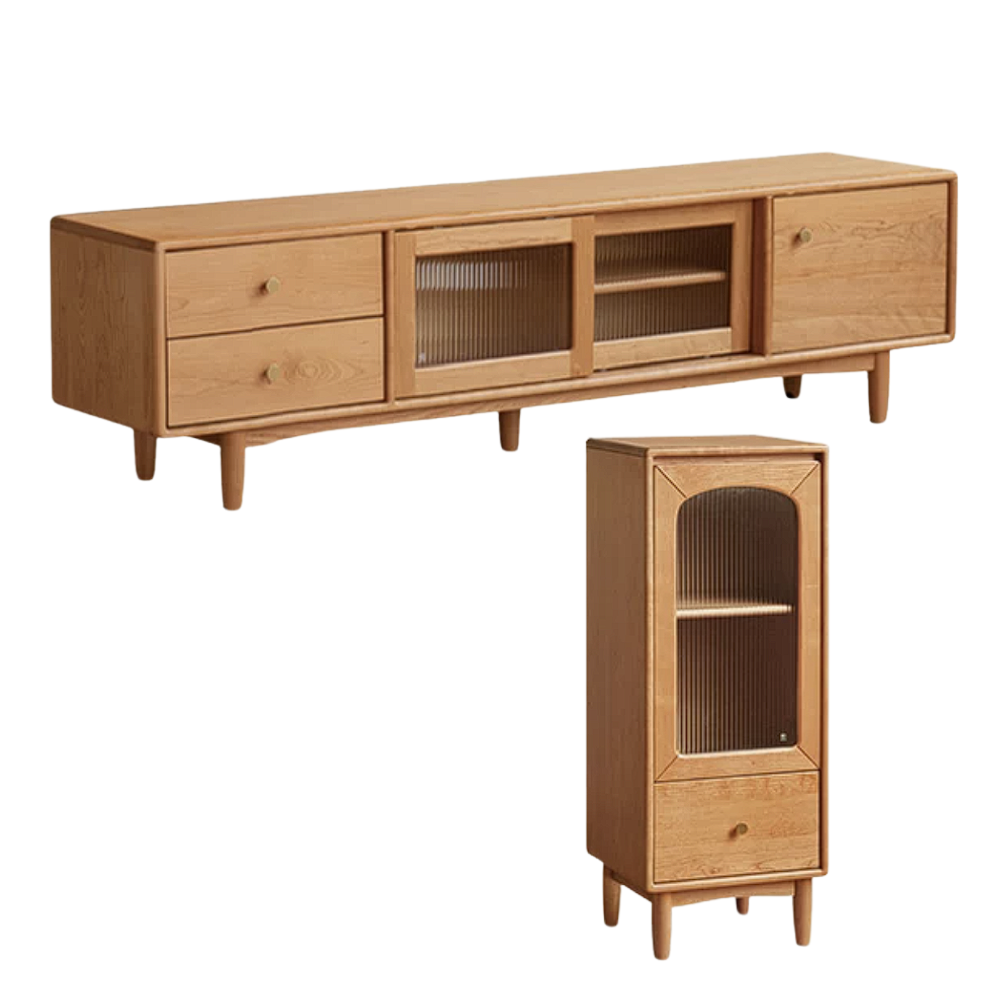 Cherry, Ash Solid Wood Modern TV Cabinet