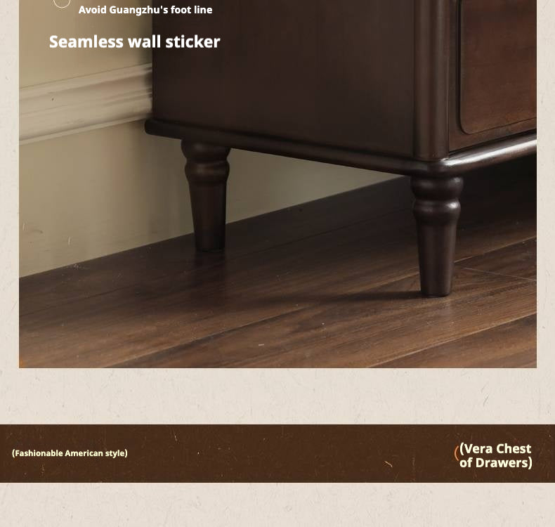 Poplar Solid Wood American Retro Style Chest of Drawers.