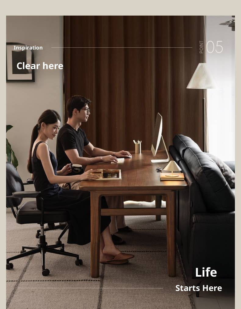 Black Walnut Solid Wood Modern Office Desk