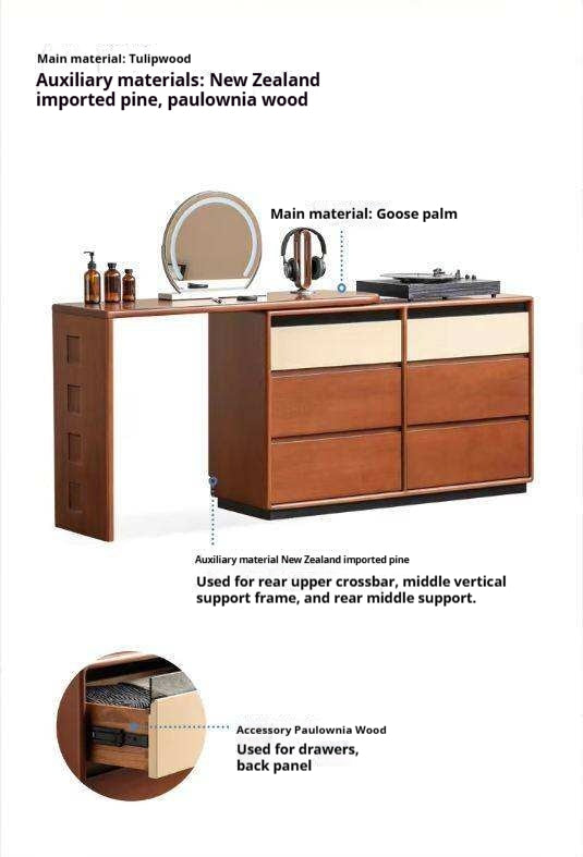Tulipwood Solid Wood Bauhaus Style Vanity Table.