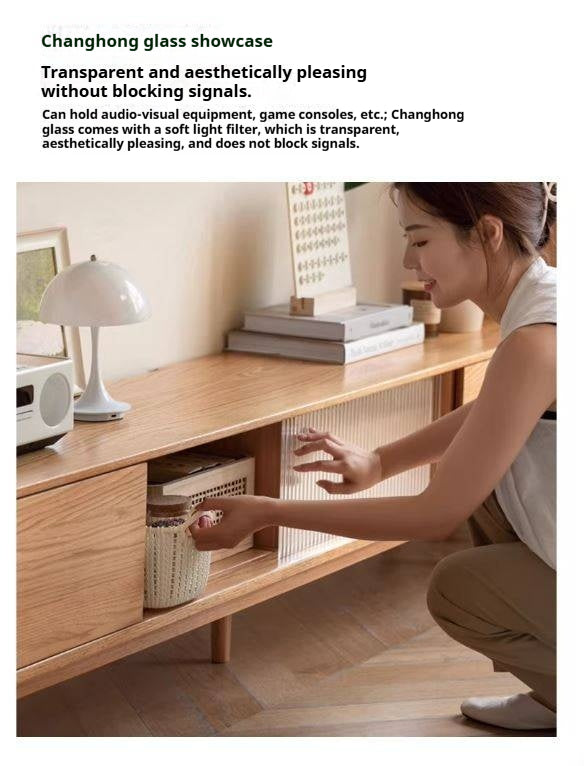 Oak Solid Wood TV Cabinet Modern